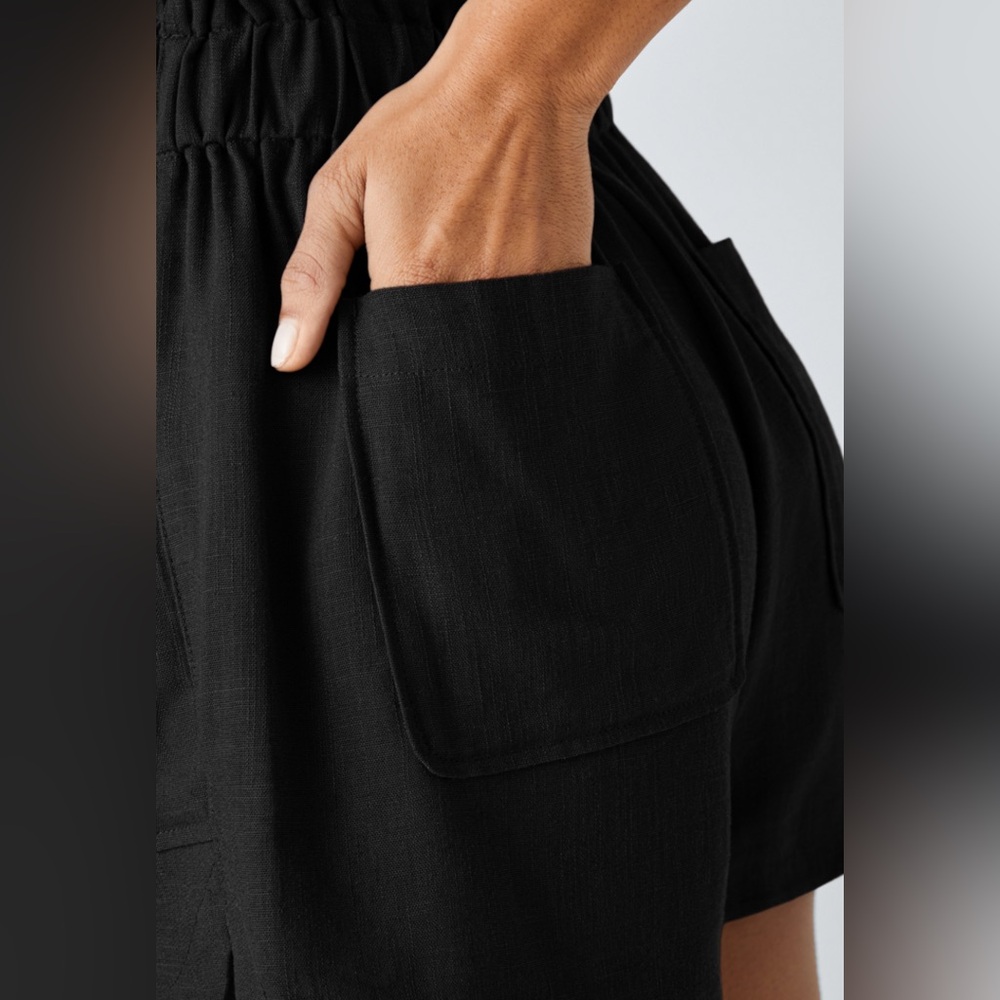 Paper Bag Waist Drawstring Multiple Pockets Curve… - image 6